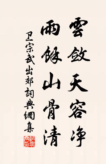 卫宗武云敛天容净，雨余山骨清书法作品欣赏