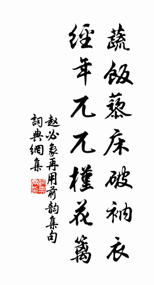 赵必象蔬饭藜床破衲衣，经年兀兀槿花篱书法作品欣赏