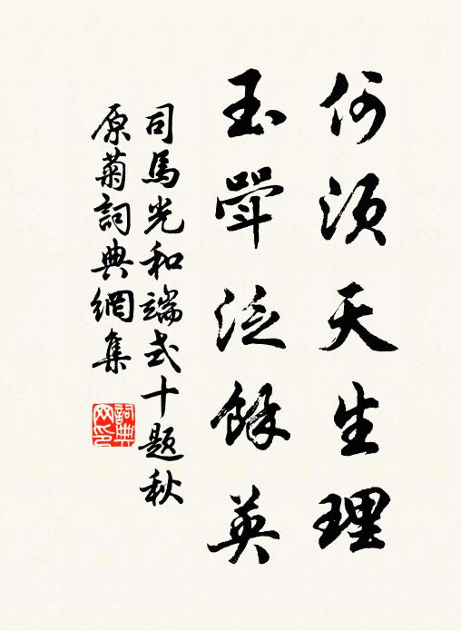 司马光何须天生理，玉斝泛馀英书法作品欣赏