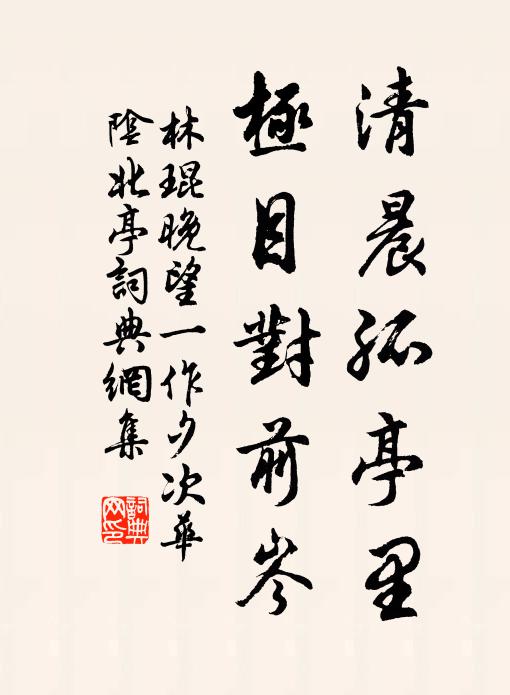 林琨清晨孤亭里，极目对前岑书法作品欣赏