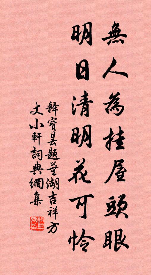释宝昙无人为挂屋头眼，明日清明花可怜书法作品欣赏