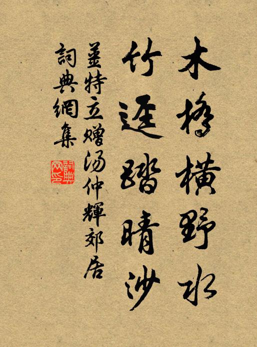 姜特立木桥横野水，竹迳踏晴沙书法作品欣赏