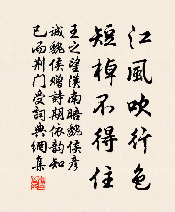 王之望江风吹行色,短棹不得住书法作品欣赏