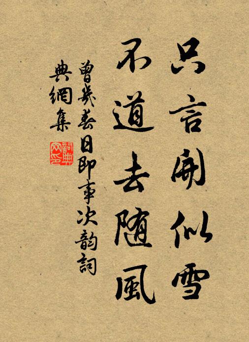 曾几只言开似雪，不道去随风书法作品欣赏