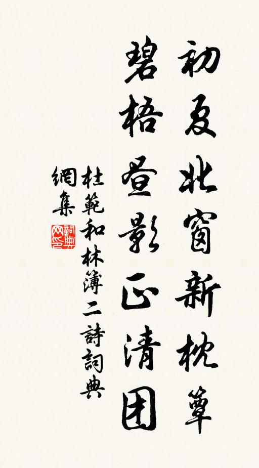 杜范初夏北窗新枕簟，碧梧昼影正清团书法作品欣赏