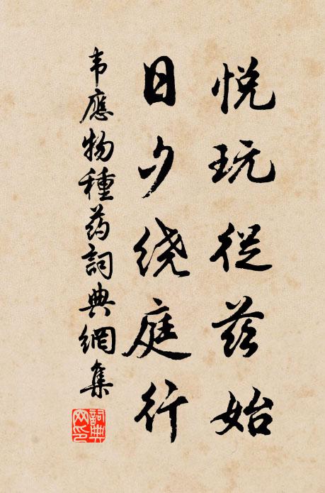 韦应物悦玩从兹始，日夕绕庭行书法作品欣赏