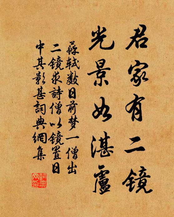 苏轼君家有二镜，光景如湛卢书法作品欣赏