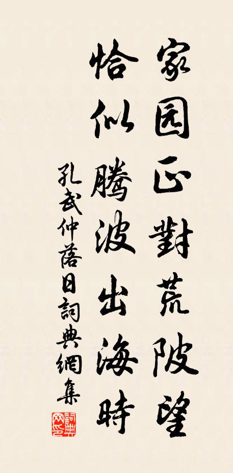孔武仲家园正对荒陂望，恰似腾波出海时书法作品欣赏