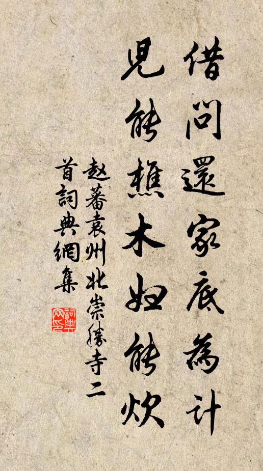赵蕃借问还家底为计，儿能樵木妇能炊书法作品欣赏