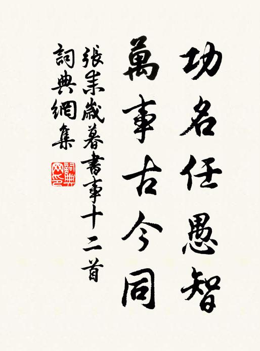 张耒功名任愚智，万事古今同书法作品欣赏