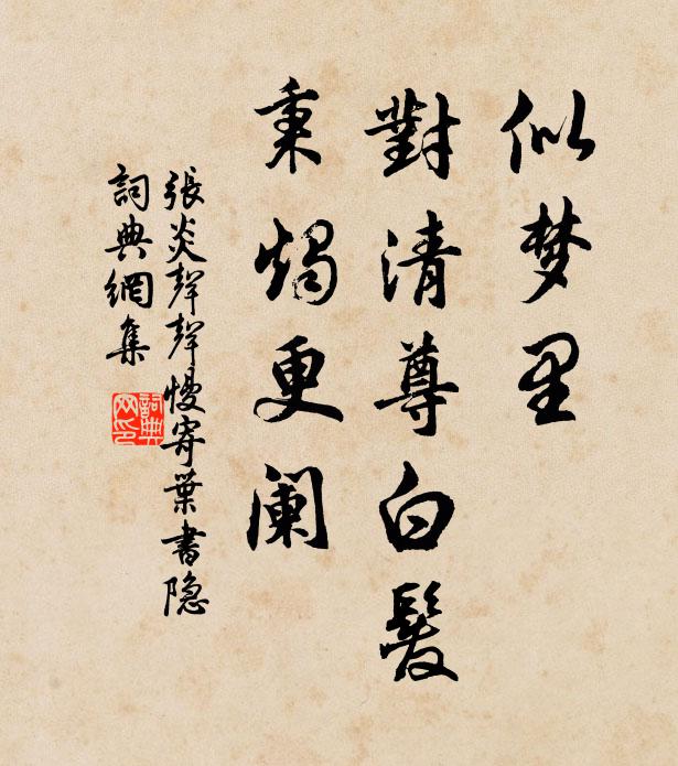 张炎似梦里，对清尊白发，秉烛更阑书法作品欣赏