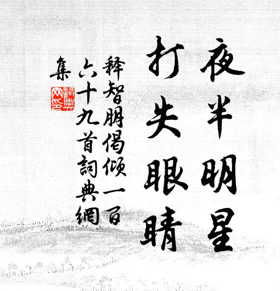 释智朋夜半明星，打失眼睛书法作品欣赏