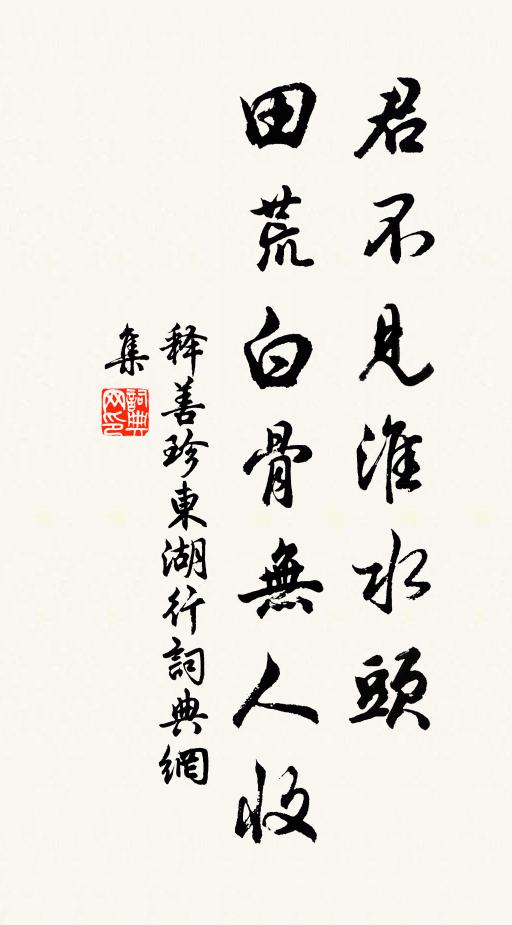 释善珍君不见淮水头，田荒白骨无人收书法作品欣赏