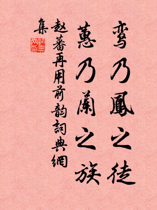 赵蕃鸾乃凤之徒，蕙乃兰之族书法作品欣赏