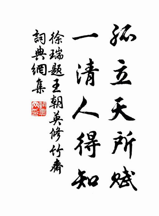 徐瑞孤立天所赋，一清人得知书法作品欣赏