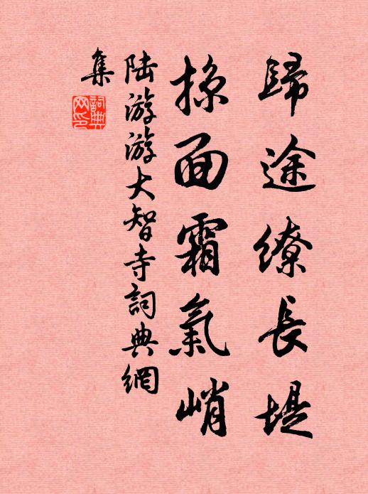 陆游归途缭长堤，掠面霜气峭书法作品欣赏