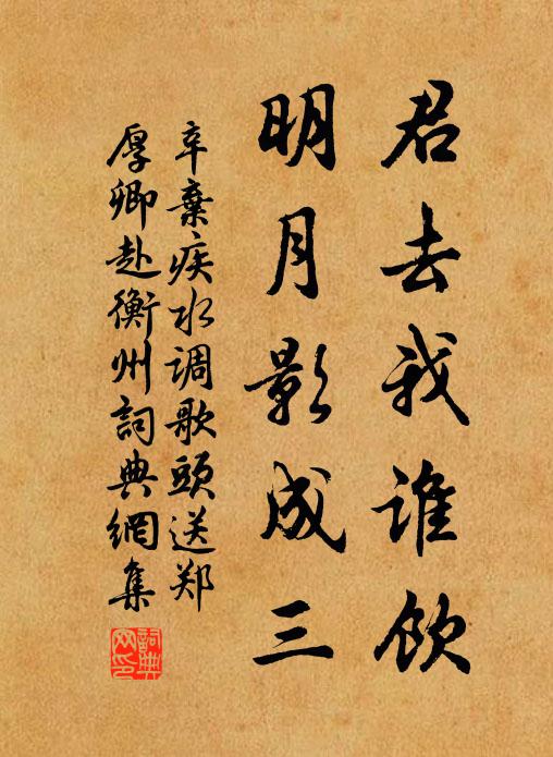辛弃疾君去我谁饮，明月影成三书法作品欣赏