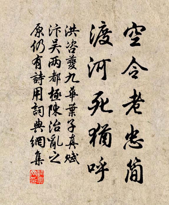 洪咨夔空令老忠简,渡河死犹呼书法作品欣赏