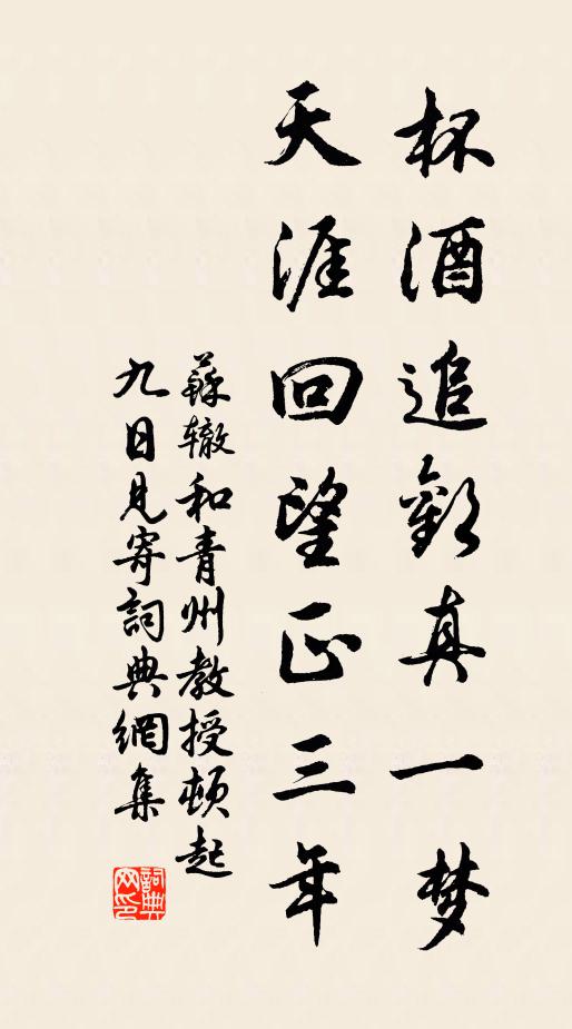 苏辙杯酒追欢真一梦，天涯回望正三年书法作品欣赏