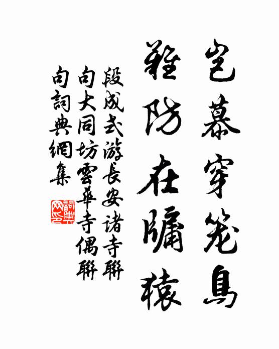 段成式岂慕穿笼鸟，难防在牖猿书法作品欣赏