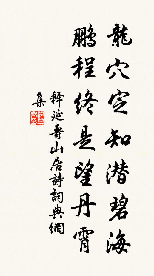 释延寿龙穴定知潜碧海，鹏程终是望丹霄书法作品欣赏