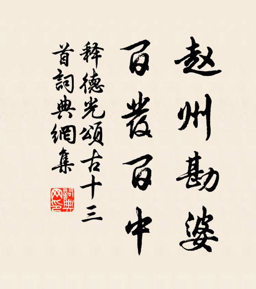 释德光赵州勘婆，百发百中书法作品欣赏