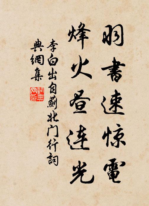 李白羽书速惊电，烽火昼连光书法作品欣赏