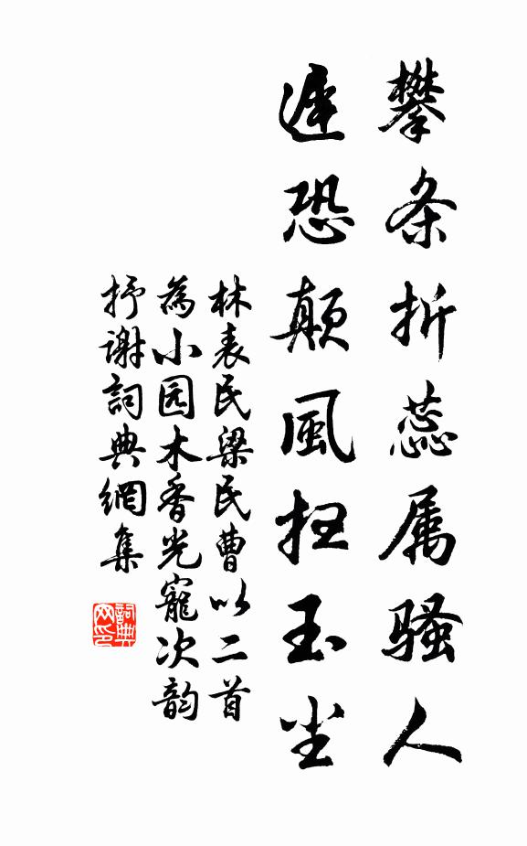 林表民攀条折蕊属骚人，迟恐颠风扫玉尘书法作品欣赏
