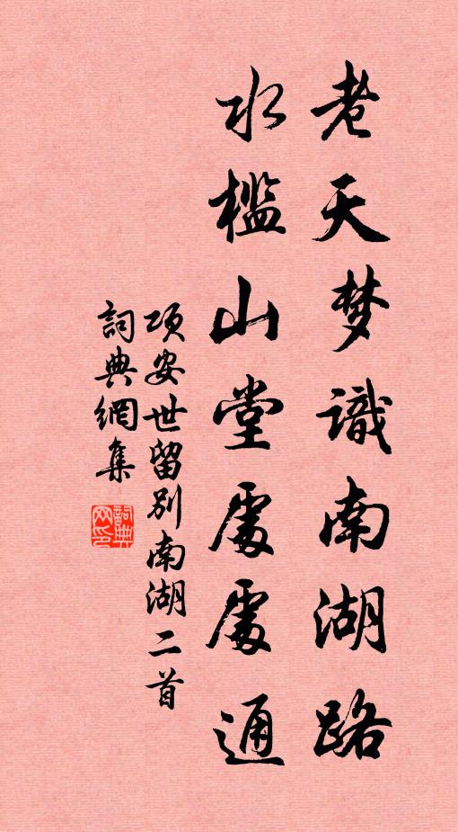 项安世老天梦识南湖路，水槛山堂处处通书法作品欣赏