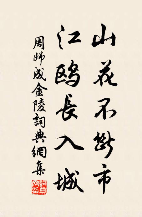 周师成山花不断市，江鸥长入城书法作品欣赏