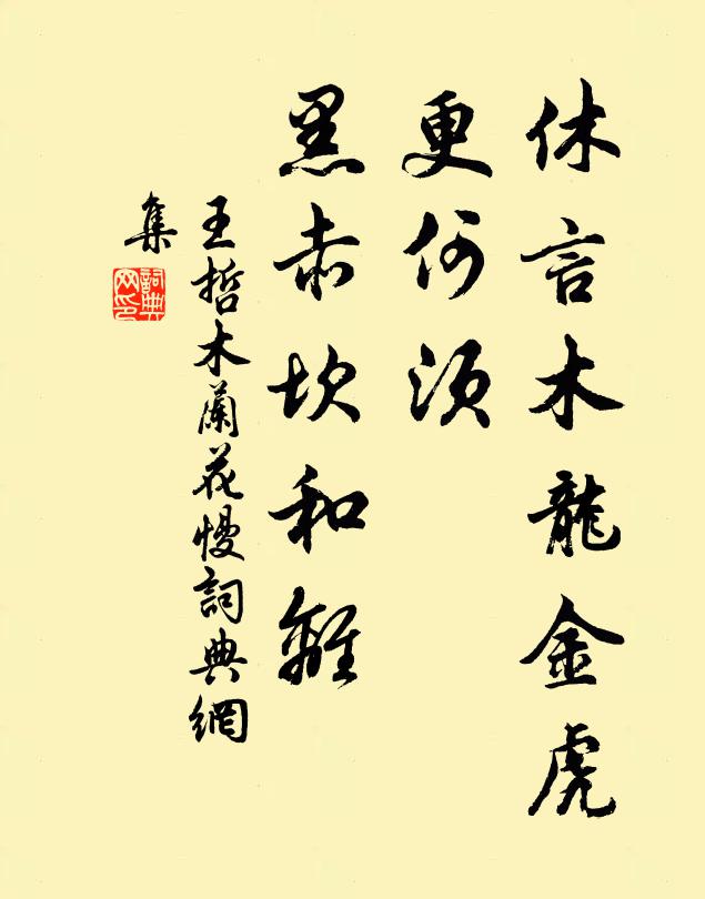 王哲休言木龙金虎，更何须、黑赤坎和离书法作品欣赏