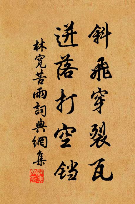 林宽斜飞穿裂瓦，迸落打空铛书法作品欣赏
