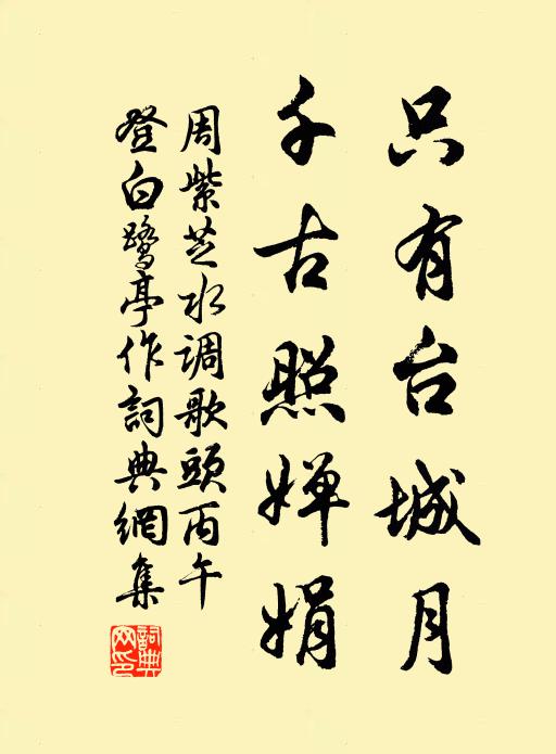 周紫芝只有台城月，千古照婵娟书法作品欣赏