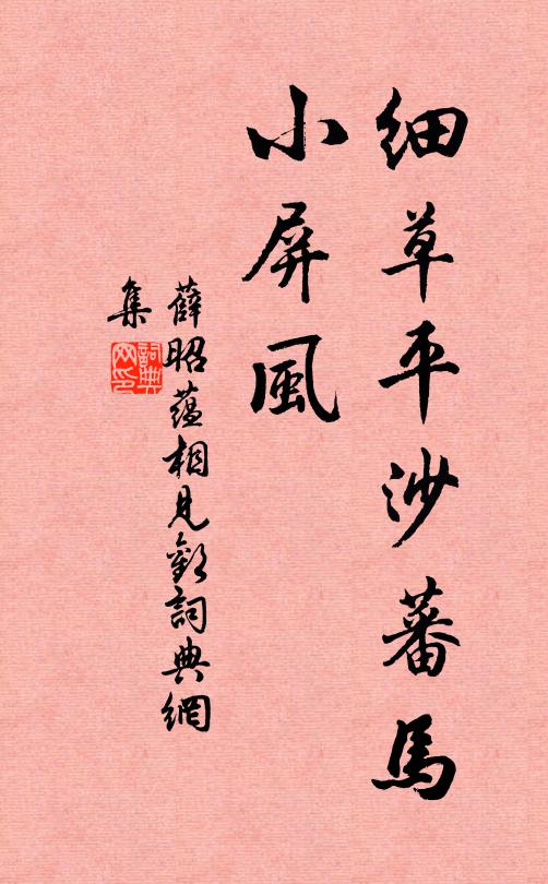 薛昭蕴细草平沙蕃马、小屏风书法作品欣赏