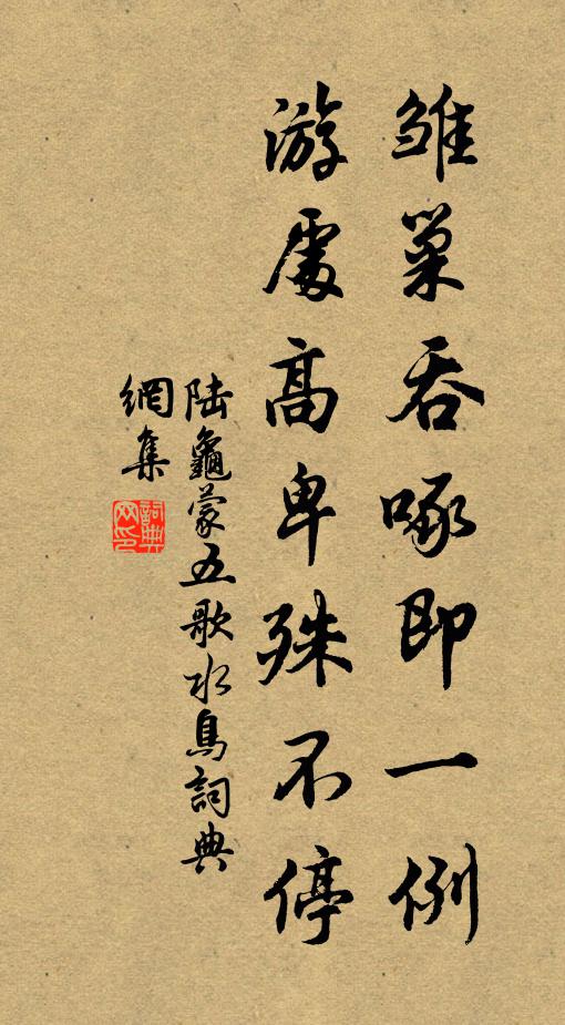 陆龟蒙雏巢吞啄即一例，游处高卑殊不停书法作品欣赏