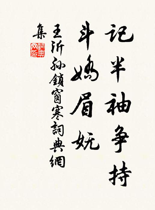 王沂孙记半袖争持，斗娇眉妩书法作品欣赏
