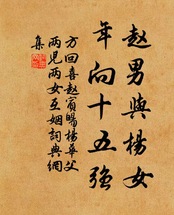方回赵男与杨女,年向十五强书法作品欣赏