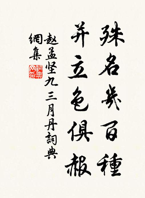 赵孟坚殊名几百种，并立色俱赧书法作品欣赏