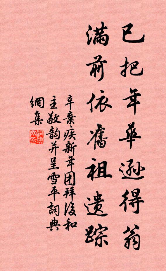 辛弃疾已把年华逊得翁，满前依旧祖遗踪书法作品欣赏