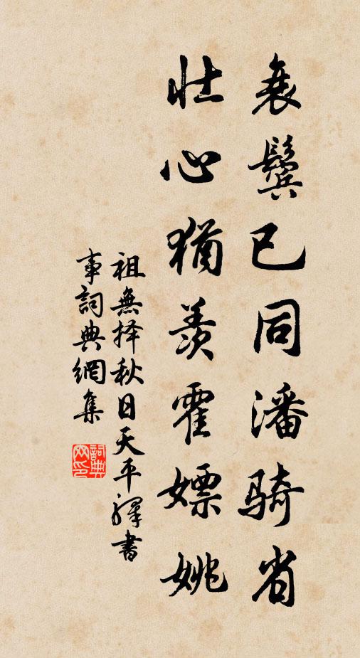 祖无择衰鬓已同潘骑省，壮心犹羡霍嫖姚书法作品欣赏