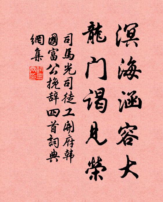 司马光溟海涵容大，龙门谒见荣书法作品欣赏