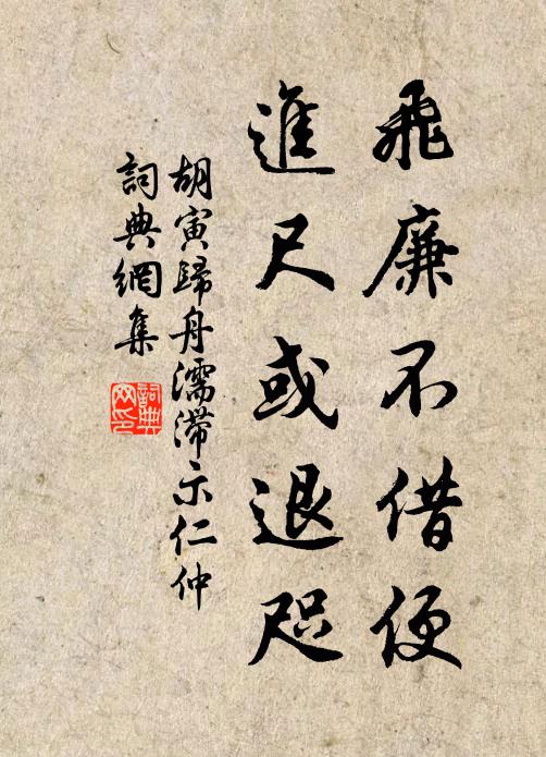 胡寅飞廉不借便，进尺或退咫书法作品欣赏
