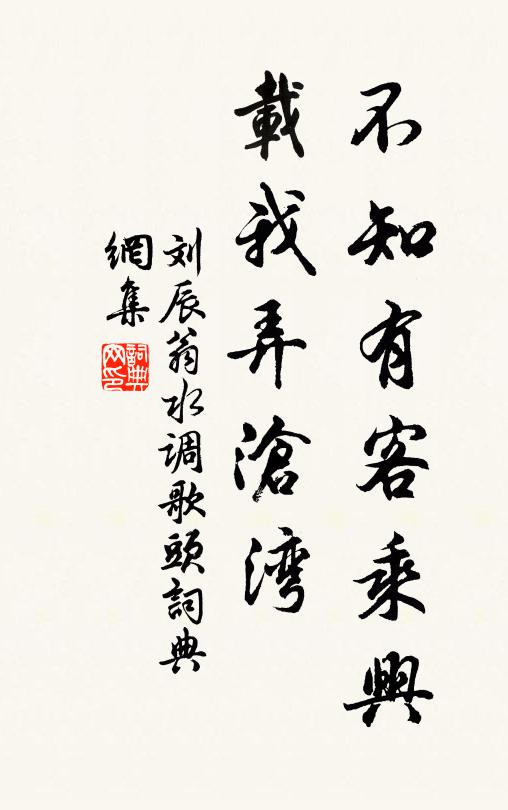 刘辰翁不知有客乘兴，载我弄沧湾书法作品欣赏