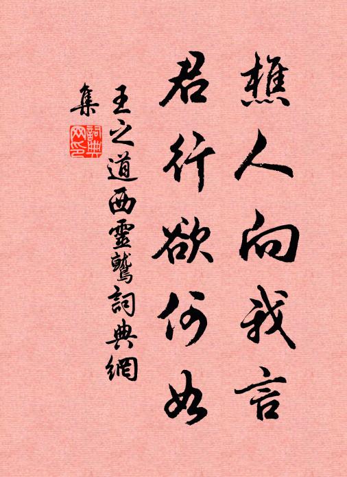 王之道樵人向我言，君行欲何如书法作品欣赏