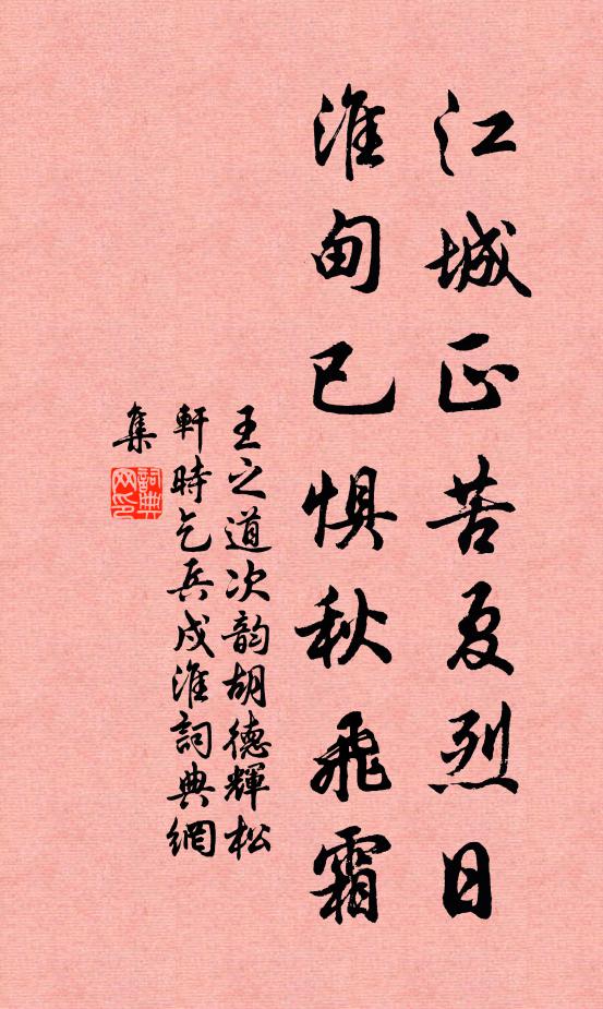 王之道江城正苦夏烈日，淮甸已惧秋飞霜书法作品欣赏