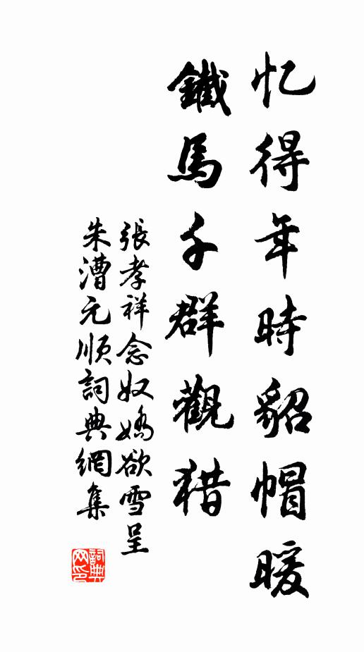 张孝祥忆得年时貂帽暖，铁马千群观猎书法作品欣赏