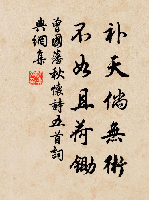 曾国藩补天倘无术，不如且荷锄书法作品欣赏