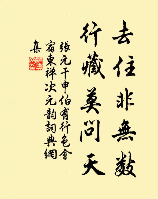 张元干去住非无数，行藏莫问天书法作品欣赏