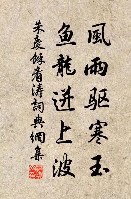 朱庆馀风雨驱寒玉，鱼龙迸上波书法作品欣赏
