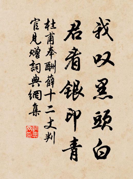 杜甫我叹黑头白，君看银印青书法作品欣赏